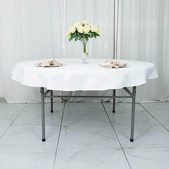 BalsaCircle 70 in White Round TABLECLOTH Premium Polyester Table Cover Wedding Linens Party Events Decorations