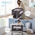 thumbnail image 3 of Cuna Colecho 2 en 1 Yei Gris Altura Ajustable con Mecedora, 3 of 5