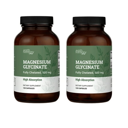 (2 pack) Chelated Magnesium Glycinate Powder Capsules 500 mg - Gluten-Free - 120 Capsules