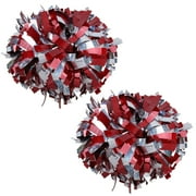 Holographic Cheer Pom Poms Cheerleading Cheerleader Gear 2 piece 1 pair(Red/Silver)
