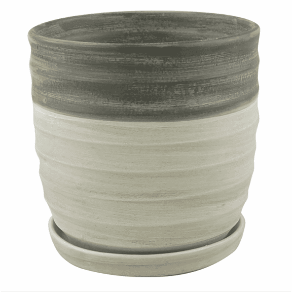 Sylvan Ceramic Planter with Attached Saucer - Milk - 5.5" x 5.5"