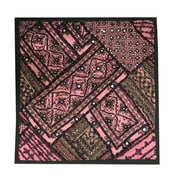 Mogul Pink Indian Throw Pillow Cover Vintage Kutch Embroidered Tapestry Cushion Cover 18x18