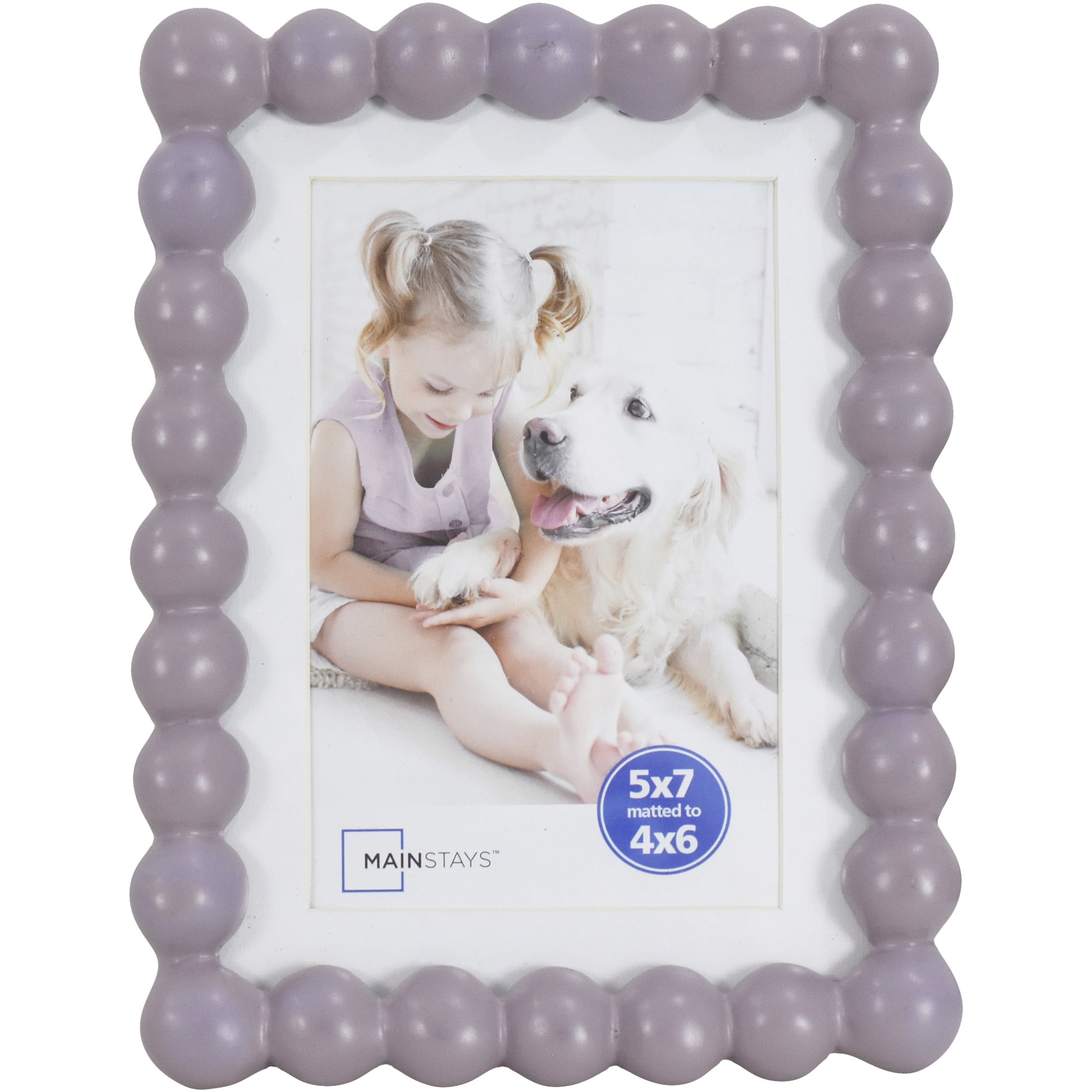Mainstays Hazy Purple Bubble Beaded Picture Frame, 5 x 7, Matted to 4 x 6
