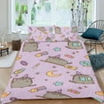 thumbnail image 2 of Pusheen Cat Themed Bed Sheet Set Three Piece Set 53x79 Inches Comfortable And Skin Friendly Unique Design Creating A Star Studded Night, 2 of 6