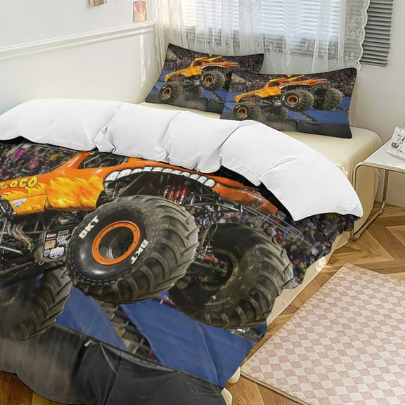 Monster Trucks-Jam Comfortable 3-Piece Bedding Set Pillow Case Bed Duvet Cover Pillowcases