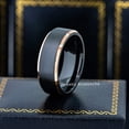 thumbnail image 4 of Jewelry Avalanche 8mm Black and Rose Gold Cobalt Wedding Band Ring Brushed Finish Beveled Edge Comfort Fit Men’s Anniversary Ring size15, 4 of 4