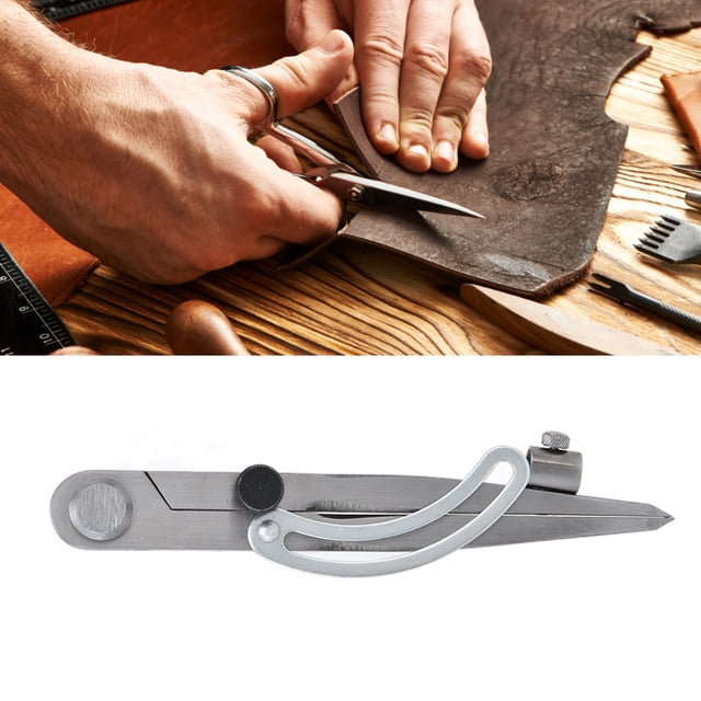 Adjustable Lockable Wing Divider Carbon Steel Wing Divider Leather Compass Scribing Tool for Woodworking