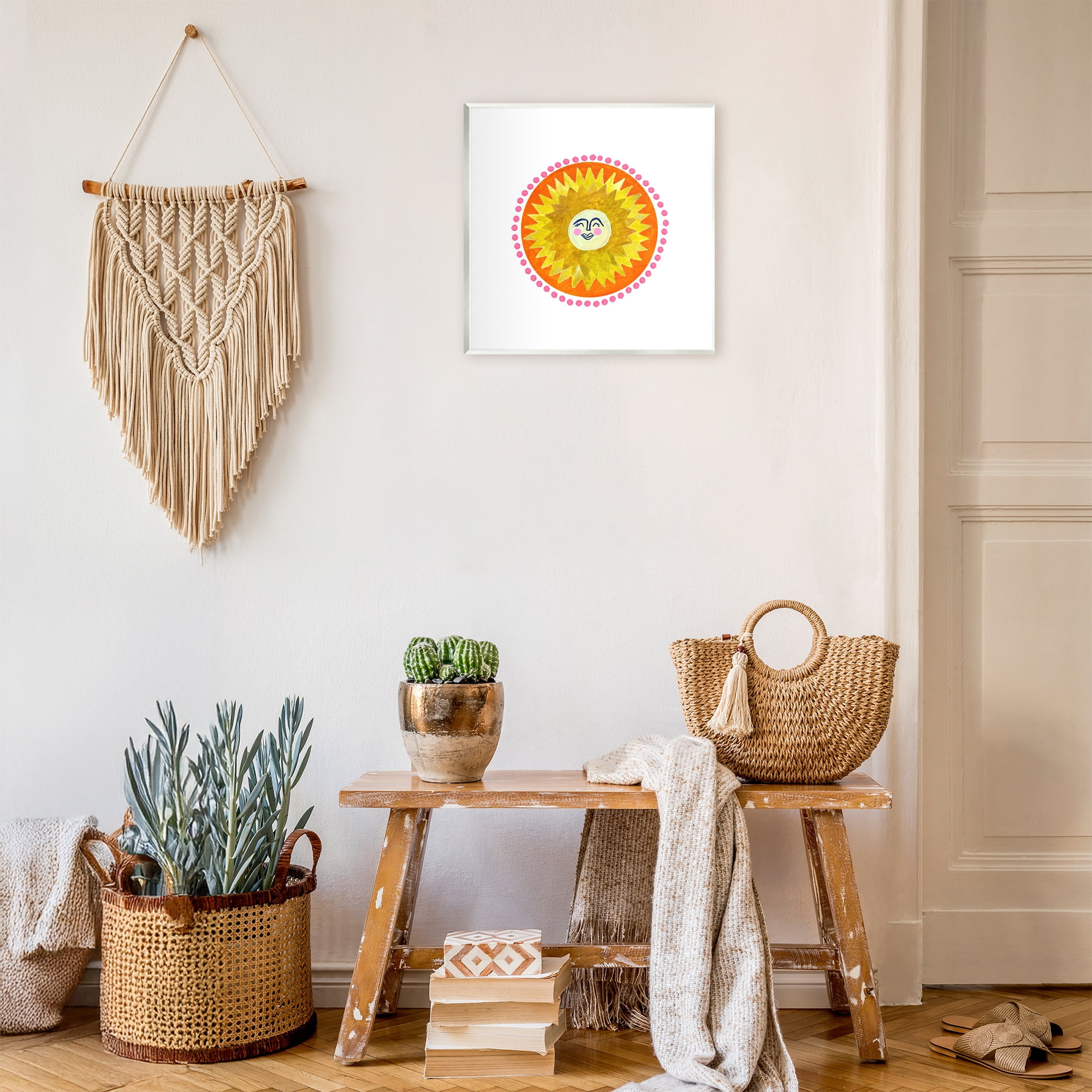 Stupell Industries Yellow & Orange Smiling Sun Wall Plaque Art, design by Katherine Herrell Studio