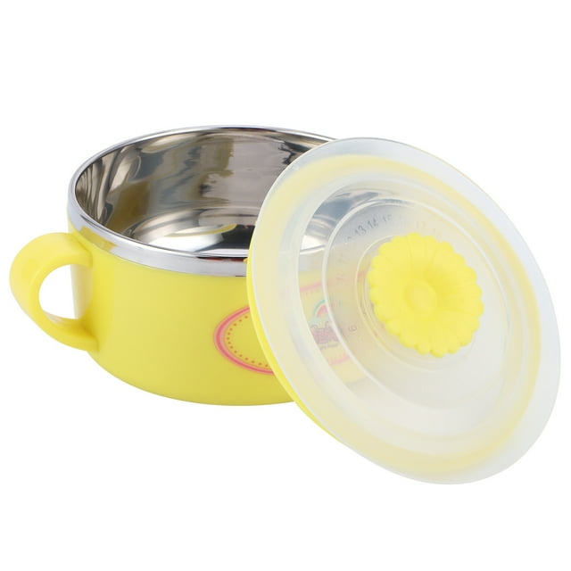 Keenso Bol pour Enfants, Bol à Riz, Bol pour Bébé et Enfant Dessin Animé Bol d'Alimentation en Acier Inoxydable 304 pour Riz avec Couvercle Vaisselle