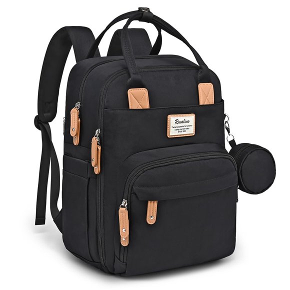 Mochila para pañales RUVALINO, multifunción, impermeable, negra