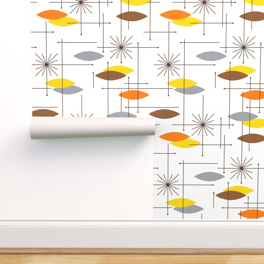 Peel & Stick Wallpaper Swatch - Orbs Large Orange Yellow Cool Gray