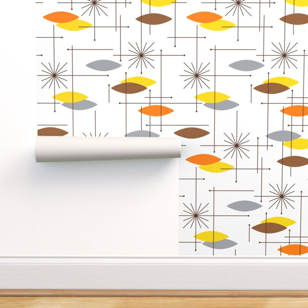 Peel & Stick Wallpaper Swatch Orbs Large Orange Yellow Cool Gray