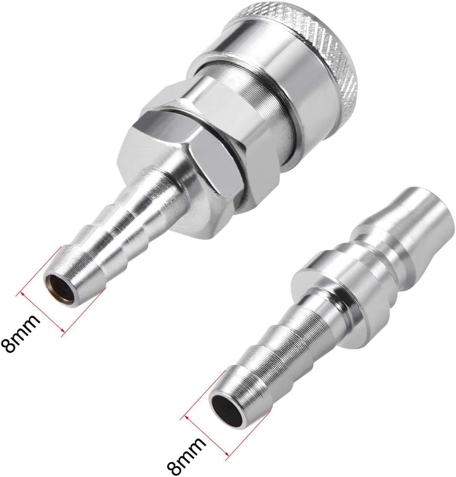 MKEUDQ-Quick Disconnect Set, 8mm Barb Hose, Air Compressor Hose Fitting