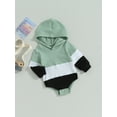 thumbnail image 3 of Cenuakty Baby Long Sleeve Jumpsuit Contrast Color Toddler Ribbed Hooded Rompers for Newborn Infant Cute Clothes, 3 of 8