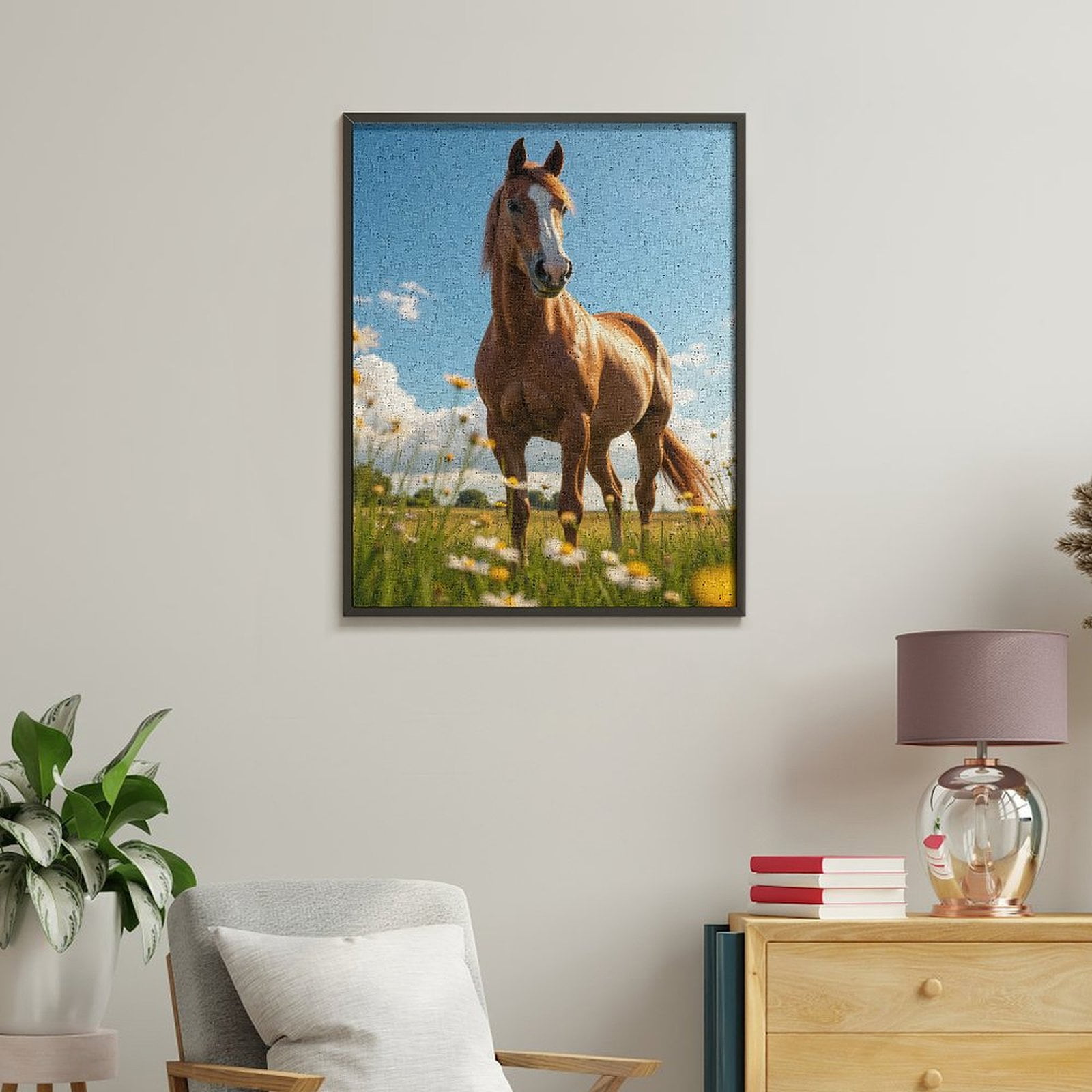 Paint By Numbers Kit for Adults Beginner - DIY Graceful Horse In Blooming Meadow Canvas Painting Kits for Adults, Frameless Paint By Number for Adults for Home Wall Decor 16x20 Inch