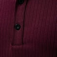 thumbnail image 5 of WREESH Men's Casual Solid Fashion Pullover with Three Button Ribbed Stripe, Short Sleeve T-Shirt Top for Stylish Comfort Wine, 5 of 9