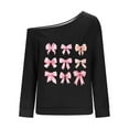 thumbnail image 3 of Uootdi Womens Off Shoulder Long Gift Sleeve Shirts Cute Print Sweatshirt Tops Loose Soft Pullover Fall Fashion Clothes, 3 of 4