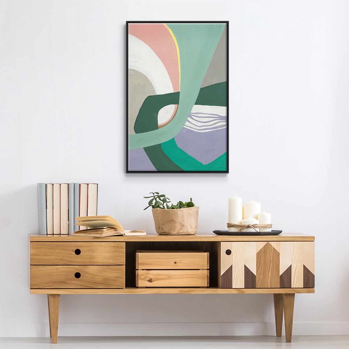 Merge Left Framed Premium Gallery Wrapped Canvas - Ready to Hang - 27 x 41 - Black Floating Frame