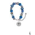 thumbnail image 2 of Delight Jewelry Silvertone Domed Black DH Blue Paw Print Bead Bracelet, 7"+2", 2 of 4