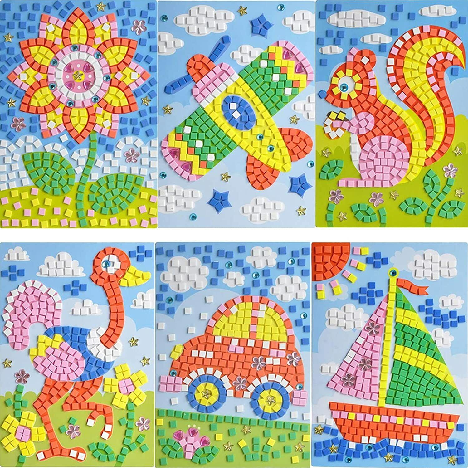 Kids Mosaic Sticker Arts Crafts Sticky DIY Handmade Art Educational