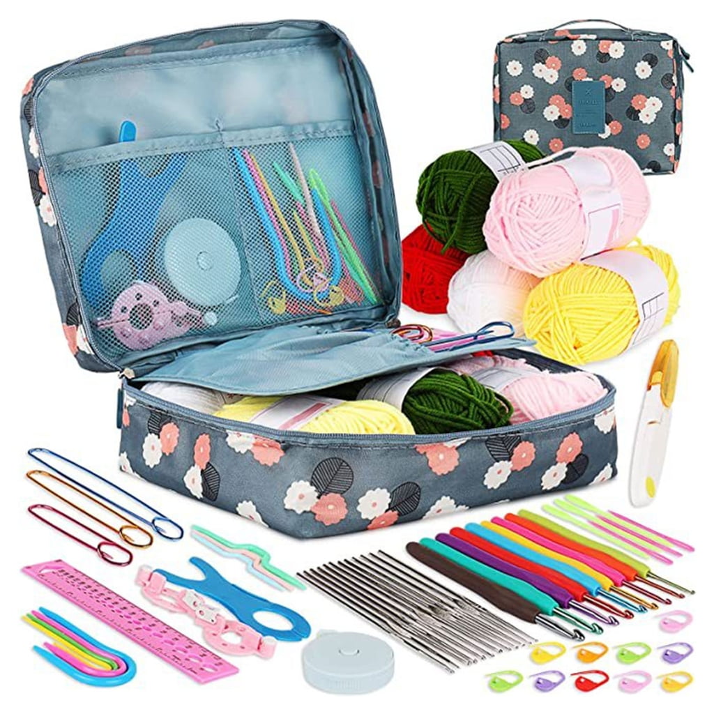 Crochet Hook Collection Featuring 58Pieces with Ergonomic Grips and Lightweight Aluminum Hooks Useful Gift for Mom, Kids