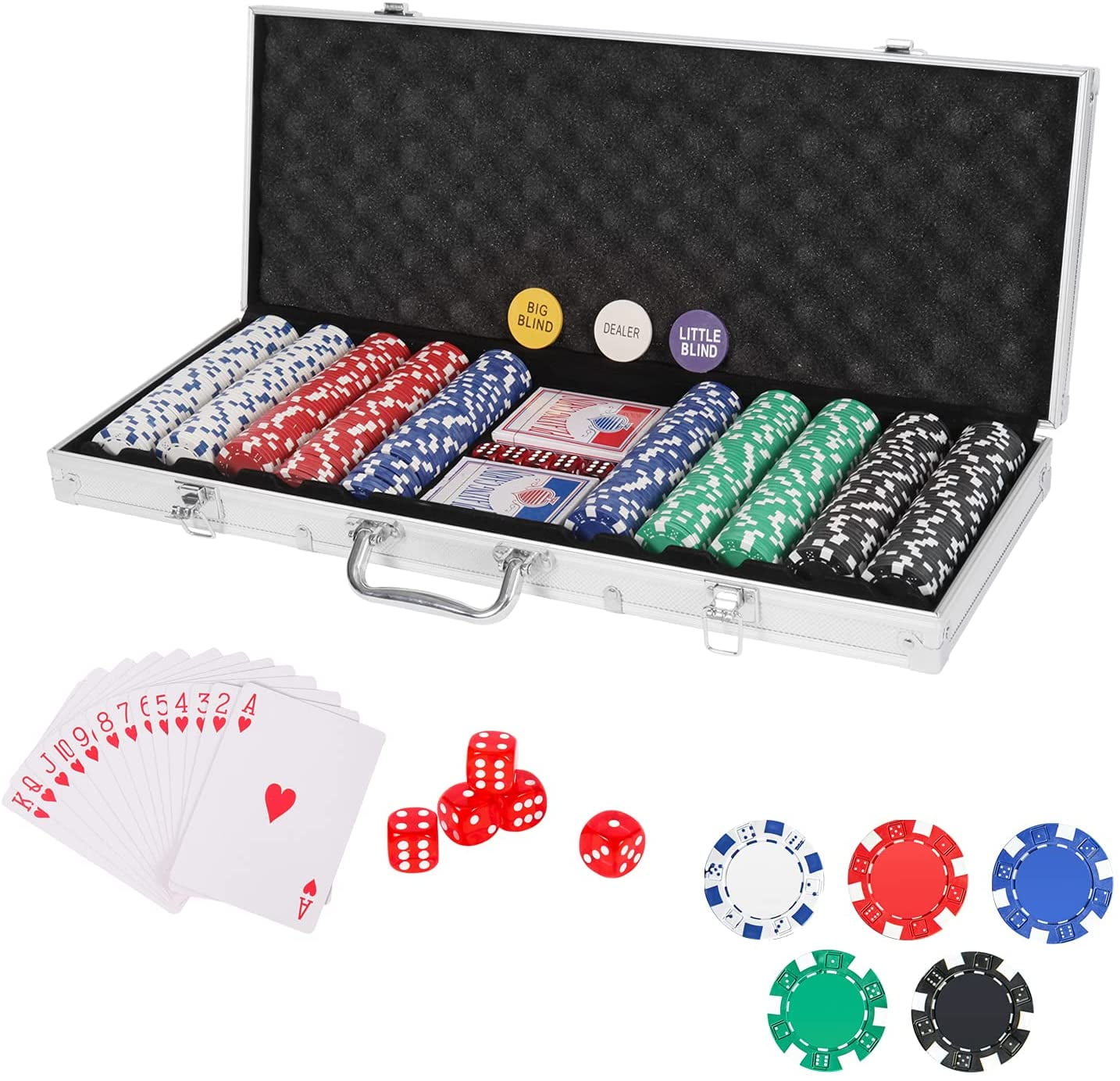 Pick Chips! New 500 Ultimate 14g Clay Poker Chips Set with Black Aluminum Case 