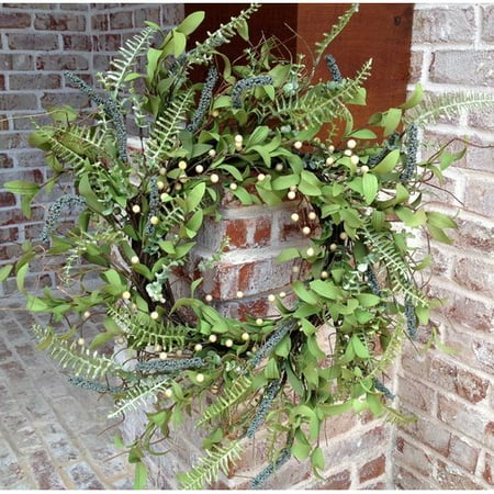 - Flora Decor 22'' Spiral Fern Berry Wreath