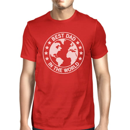 World Best Dad Mens Red Cotton T-Shirt Unique Design Tee For Dad