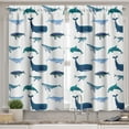 thumbnail image 2 of Ambesonne Whale Valance & Curtain, Swimming Marine Animals, 55"x24", Teal Dark Blue White, 2 of 6