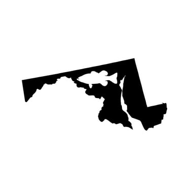 Maryland Bass Sticker Decal Die Cut - Self Adhesive Vinyl - Weatherproof - Made in USA - Many Color and Sizes - state shaped largemouth fishing fish md