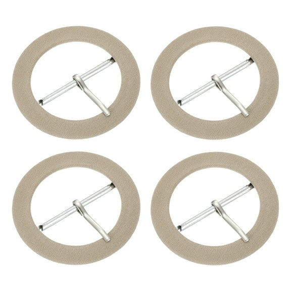4Pack Single Prong Belt Buckle, 1-5/8" (42mm)Fabric Round Buckles, Khaki
