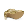 thumbnail image 5 of BLISSFUL STEP Women's Glitter Peep Toe Platform Block High Heel Boots Gold 6, 5 of 8