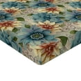 thumbnail image 4 of Ambesonne Floral Design Fitted Sheet, Autumnal Flowers Boho, Queen Size, Pale Teal Cream Pale Ruby, 4 of 5
