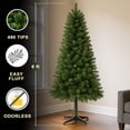 thumbnail image 3 of 6ft Unlit Artificial Christmas Tree with 490 Tips,PVC Full Branches,Classic Green Holiday Tree with 4-Leg Plastic Stand for Indoor Home Decoration,Green, 3 of 9