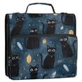 thumbnail image 2 of Water-Resistant 3-Ring Binder Organizer with Multiple Pockets Zipper Binder Bag for Office Black Cats and Mystical Symbols, 2 of 8
