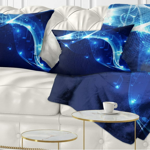 Designart Blue Musical Background - Abstract Throw Pillow - 12x20