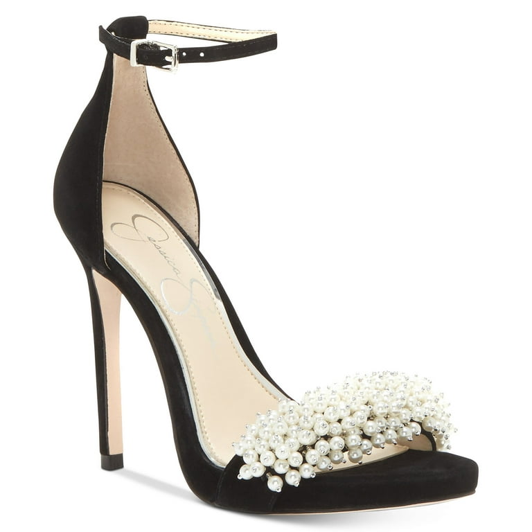 Womens Jessica Simpson Rusley Ankle Strap Pearl Sandals Black