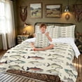 thumbnail image 3 of meiyoeat Vintage Pike Fish Full Size Bedding Sets for Boys Girls, Retro Hunting Ocean Wildlife Underwater Full Size Bed in a Bag, Beige, Reversible, 7 Pieces, 3 of 6