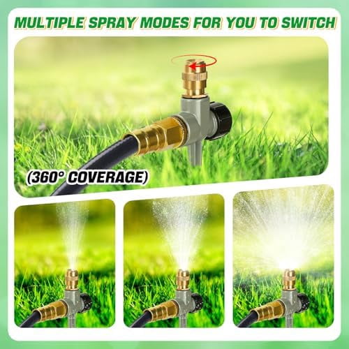 2 Pack Metal Lawn Sprinklers for Yard - 360° Coverage Water Sprinklers, Adjustable Brass Nozzle with Aluminum Alloy Spike Base for Small Garden Irrigation