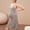 Khaki, variant on pstuiky Maternity Dresses for Women Fashion Solid Color Off the Shoulder Mid-Length Dress Leisure Slim Fit Sleeveless Ruched Bodycon Beach Dress Summer Dresses for Women