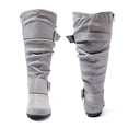 thumbnail image 2 of Love Steetly Women's Extra Wide Calf Knee High Boots, Slouchy Double Buckle Flat Fall Winter Boots., 2 of 7