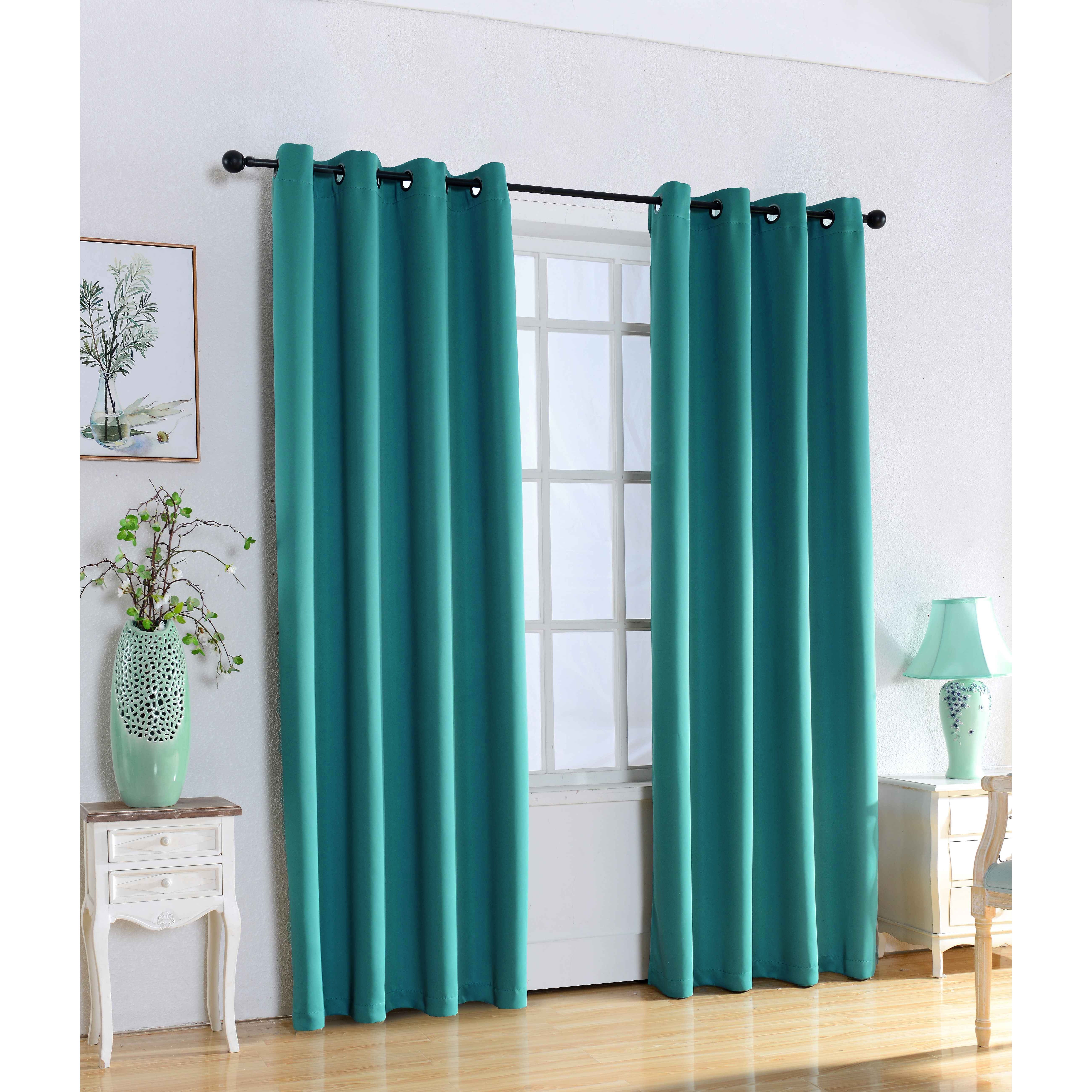 84" Room Darkening Privacy Curtains with Grommet Top - Teal - 5 Pieces