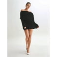thumbnail image 5 of Women'S Off Shoulder Mini Skirt Bodycon Long Sleeve Crochet Out Going Mesh Elegant Sweater Dress, 5 of 7