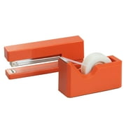 JAM Paper & Envelope Desk Stationery Set, Orange, 2/Pack - 1 Stapler & 1 Tape Dispenser