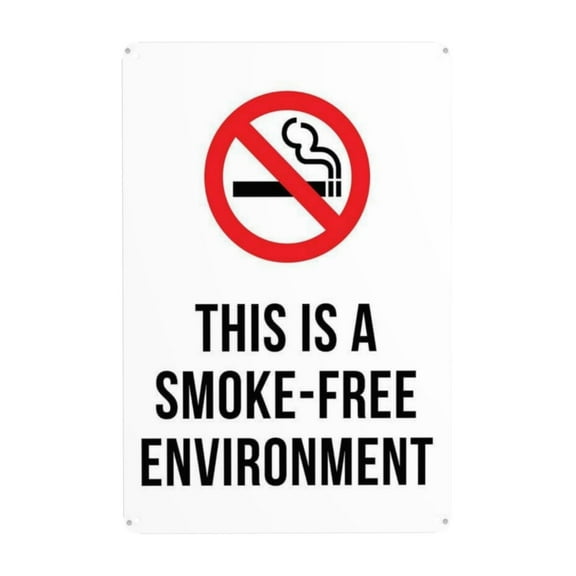 This Is A Smoke-Free Environment Tin Sign Warning Metal Sign Vintage Sign Wall Decor for Home Farm Bar Coffee Shop Club Decoration 8x12 Inch