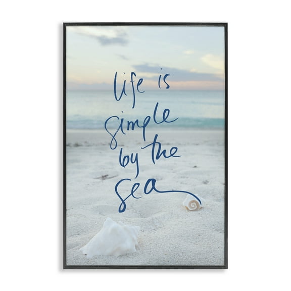 Stupell Industries Simple By The Sea Coastal Painting Black Framed Art Print Wall Art, 12 x 18