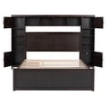 thumbnail image 5 of JAMPOOCA Kids Queen Size Bookcase Headboard Wood Storage Bed, Espresso, 5 of 9