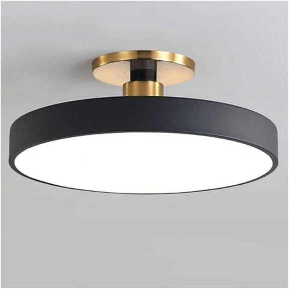 Modern LED Base Ceiling Light, Minimalist Round Flush Mount Ceiling Lamp with Blue & Gold Finish, Surface Mount Light Fixture, Energy Saving Indoor Lighting for Bedroom, Living Room(Black,40cm