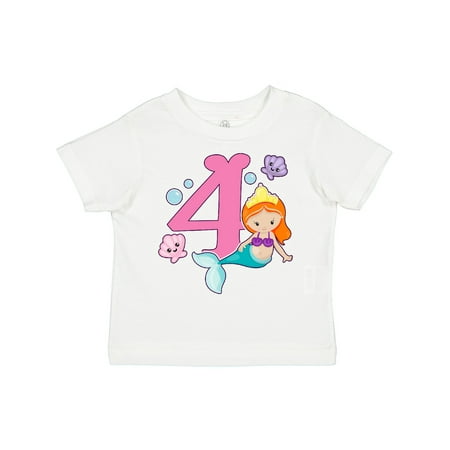 

Inktastic I Am 4 Years Old Birthday with Mermaid Gift Toddler Toddler Girl T-Shirt