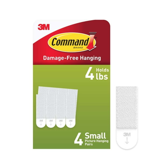 Command Picture Hanging Strips, White, Small, 4 Sets of Strips/Pack